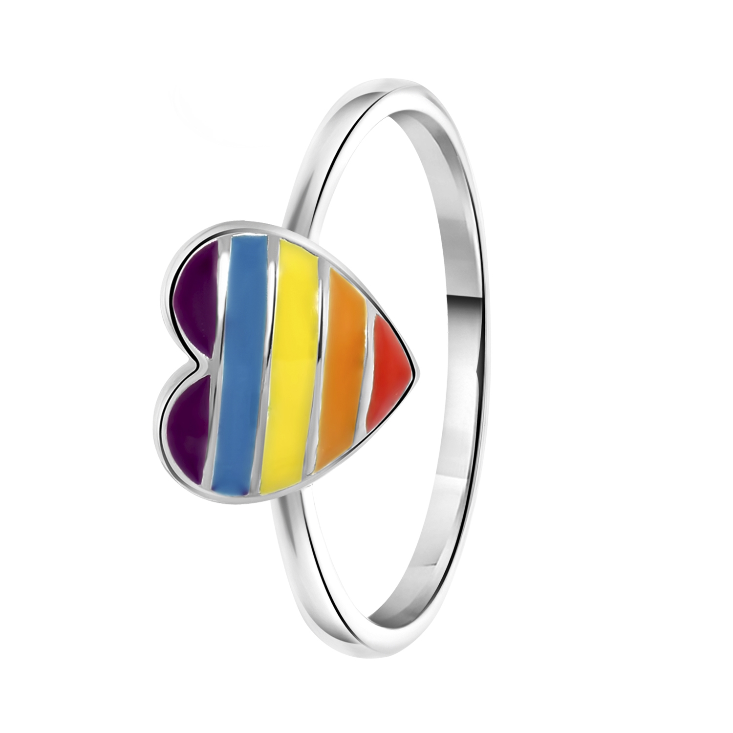Zilveren K3 ring met regenboog